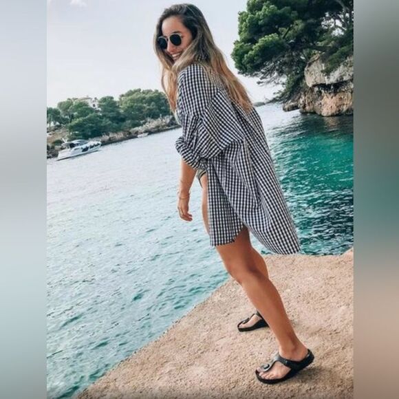 Birkenstock Black Slide Beach Sandals Lightweight Waterproof Sz 8-8.5 Beach Pool - Picture 14 of 16